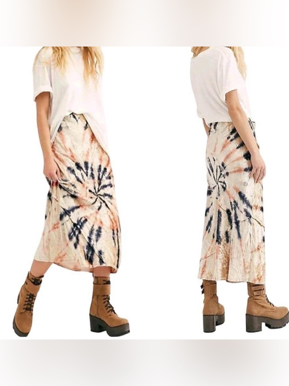 Free People Serious Swagger tie-dye crushed velvet maxi skirt-Boho-Hippie